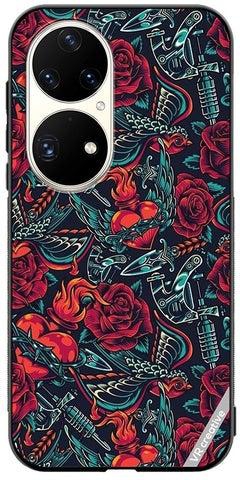 Protective Case Cover For Huawei P50 Pro Flower Design Multicolour