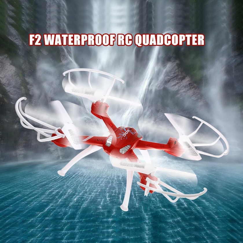 Mini RC Quadcopter F2 2.4G 4CH 6 Axis Gyro RTF Waterproof Drone with Headless Mode One Key Return Night Flight-Red