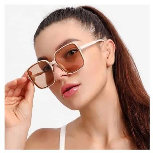Women's Big Frame Oversize Vintage Square Uv Protection Sunglasses - white