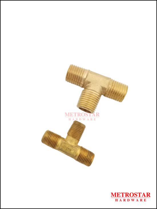 Metrostarhardware Brass Tube Fittings Male Tee - 2 Sizes (Gold)