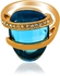 18K Yellow Gold Plated Ring - Ocean Blue Stone [RI0038-19]