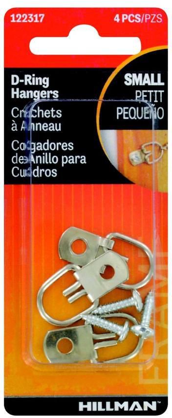 Hillman AnchorWire Small D-Shaped Steel Ring Hanger Pack (4 Pc.)