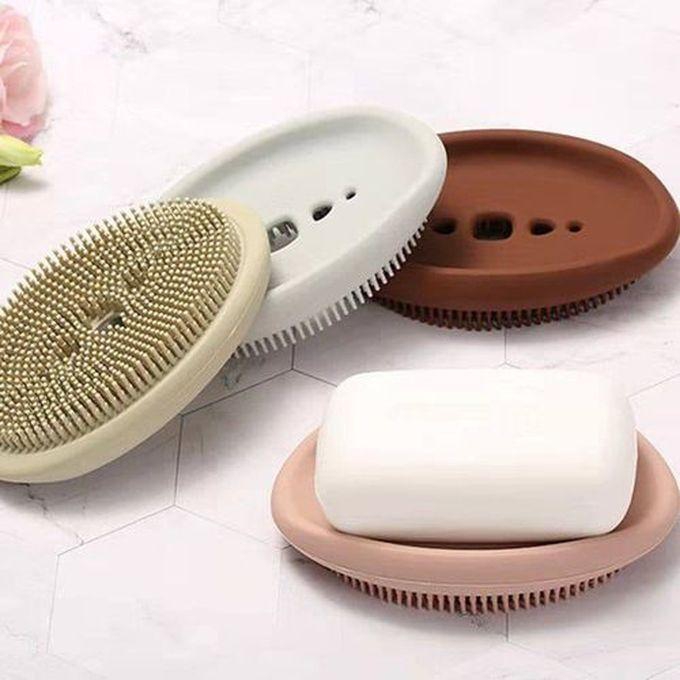 4 Pcs- Silicone Soap Holder & Brush( 2 In1)