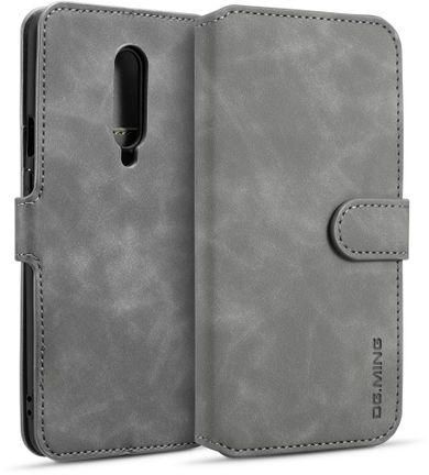 DG.MING Retro Oil Side Horizontal Flip Case For OnePlus 7 Pro, With Holder & Card Slots & Wallet (Grey)