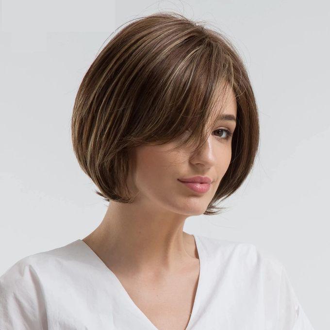 Synthetic Hair Wig Short Straight Brown Color Thermal Hair