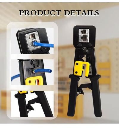 RJ45 Crimp Tool,Pass Through Connector End With Cat6 Crimping Tool Kit, for RJ45/RJ12 Regular and End-Pass-Through connectors