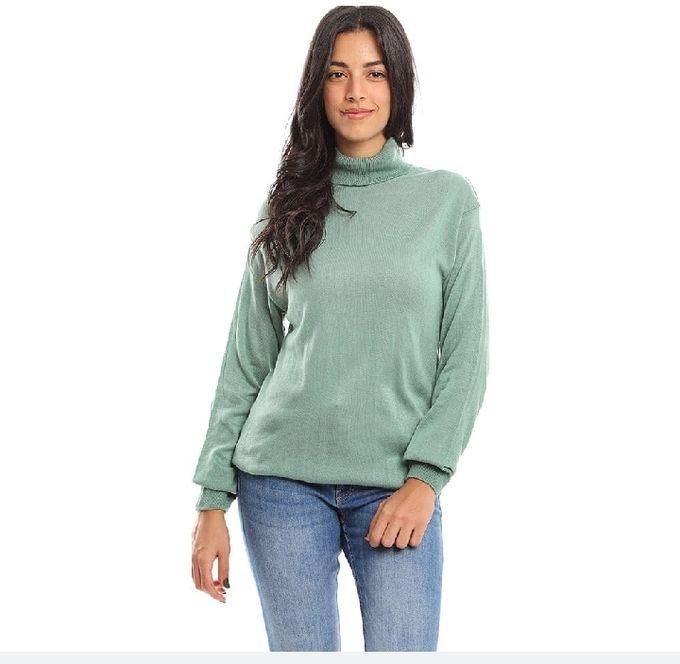 Women's Long Sleeve Wool Pullover-green