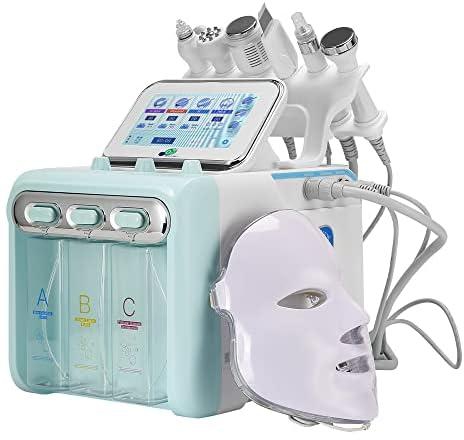7 in 1 Hydro Facial Machine Face Care Skin Spa Machine with LED Mask/7inch English LCD Display, H2O2 Water Oxygen Face Skin Spa RF Lifting Skin Management Scrubber Beauty Machine