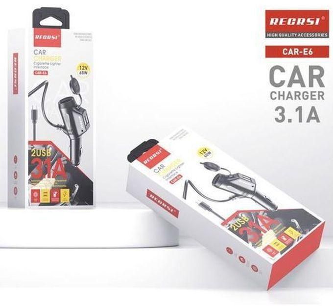 Recrsi Car Charger With Cigarette Lighter Dual USB Car Charger
