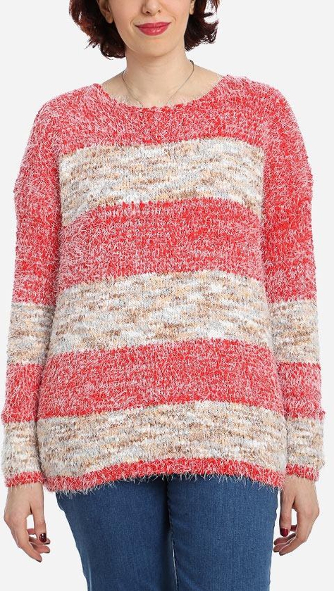 Momo Mohair Pullover - Red, White & Grey
