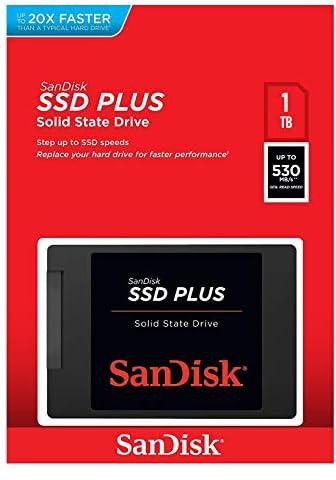 SanDisk SSD Plus interne SSD Festplatte 1 TB (schnelleres Hoch-, Herunterfahren und Laden, Lesegeschwindigkeit 535 MB/s, Schreibgeschwindigkeit 450 MB/s, stoßfest)