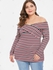 Plus Size Twist Front Striped T-shirt - 2x