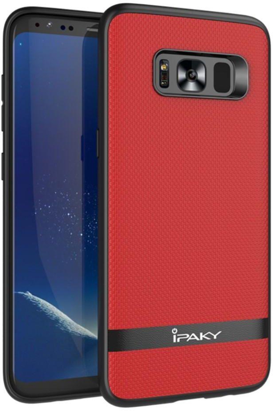 For Samsung Galaxy S8 Plus G955 - IPAKY Leather Coated PC Back Plate / TPU Frame Combo Mobile Shell - Red