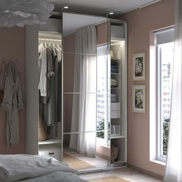 PAX / AULI Wardrobe, white/mirror glass, 150x66x236 cm - IKEA