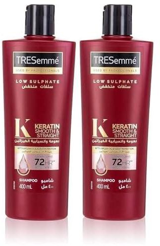 TRESemme Keratin Smooth and Straight Shampoo with Argan Oil, Enjoy up to 72 hours of Frizz Control, 400ml, Pack of 2