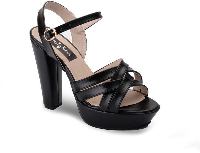 vbranda Leather High Heel Sandal-Black