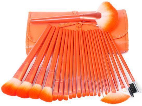 Cosmetic Make up Brushes 24pcs with Case - Orange