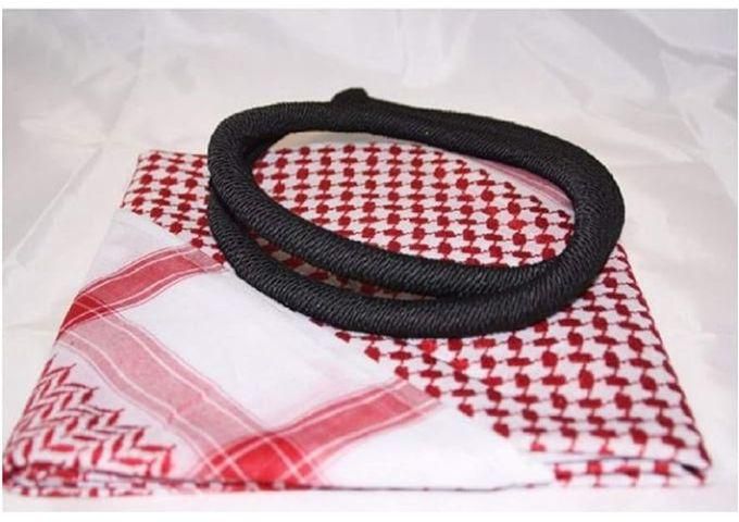 Arab Arafat Shawl/scarf, Palestinian Shawl Keffiyeh Scarf Set + Red-white Headband From Bethlehem, Red-white, L, Men