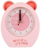 New Home Portable Cute Round Table Alarm Clock Children Room Gift - Pink