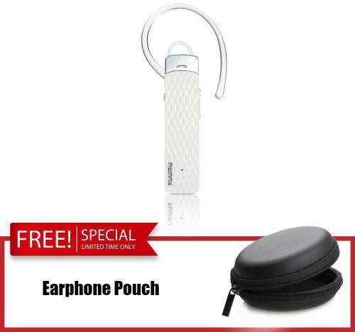 Remax REMAX RB-T9 HD Voice Bluetooth Wireless Headset For Smart Phone +FREE Earphone Pouch (White) TXMALL