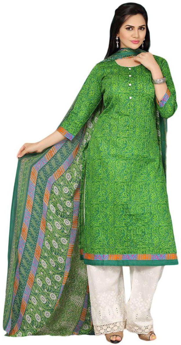 Fancy Palazzo Un-Stiched Cotton Salwar Suit, FP107, Green