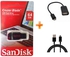 Sandisk Cruzer Blade USB Flash Drive - USB 2.0 - 64GB - Get One Free OTG Cable , One Free Android Cable