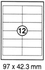 xel-lent 12 labels/sheet, straight corners, 97 x 42.3 mm, 100sheets/pack