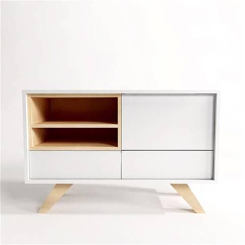 Modern Shoe Cabinet with shelves, White & wood - HG43