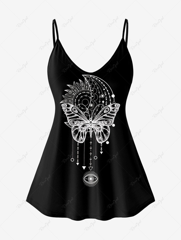 Plus Size 3D Light Beam And Butterfly Print Tank Top - 5x | Us 30-32