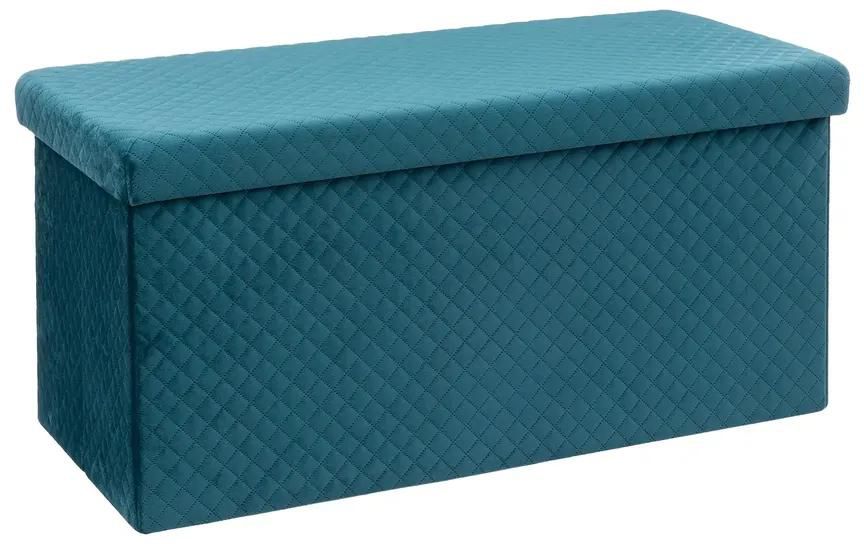 مقعد عثماني بصندوق تخزين مخمل متعدد الاستعمالات 5 فايف (أزرق، 76 × 38 × 38 سم)