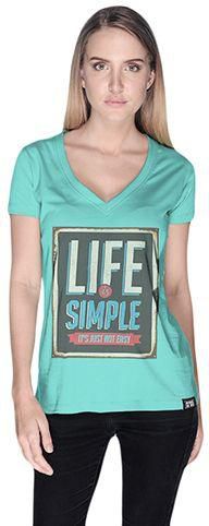 Creo Life is Simple Retro T-Shirt for Women - L, Green