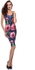 AX Paris Floral Zip Front Bodycon Dress for Women - 12 UK, Navy Blue
