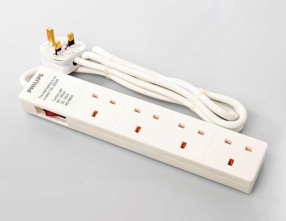 Philips 4 BS outlets power strip with lighted master switch , White 1.8 M SPN1044A/30