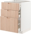 METOD / MAXIMERA Base cabinet with 3 drawers - white/Fröjered light bamboo 60x60 cm