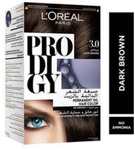 L'Oreal Paris Prodigy Permanent Oil Hair Color - 3.0 Dark Brown - 60g+60g+60ml
