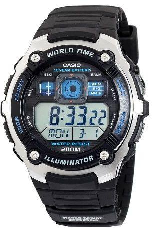 Casio Men's AE2000W-1AV Silver-Tone and Black Multi-Functional Digital Sport Watch