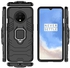 Case Compatible with OnePlus 7T, Dual Layer Protective Shockproof Hard Armor Cover with 360° Rotating Finger Ring Kickstand and Car Magnetic Mount - Black