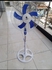 Nunix Fan , Stand, 16 white and blue 16" Blade 3 Speeds powerful Motor Adjustable height low Noise Rotating Feature Blue 16 inch