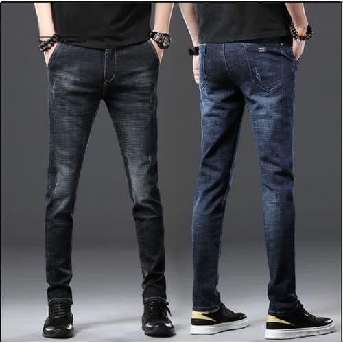 Italian Men's Black And Blue Stock Jeans Trousers - 2 In 1
