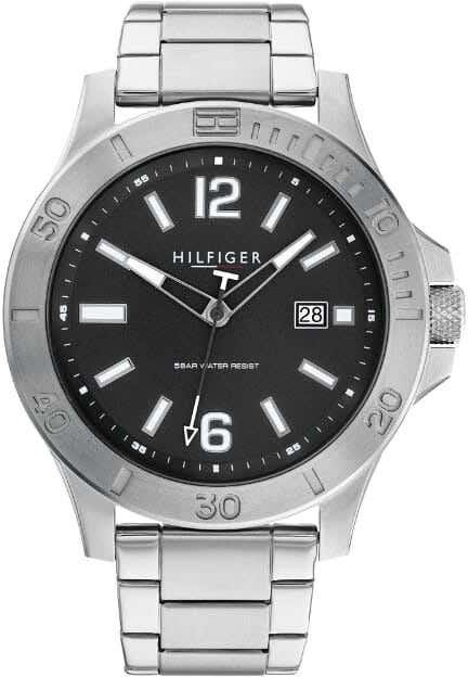 Get Tommy Hilfiger ‎ 1791995 Analog Dress Watch, Stainless Steel Strap, For Men - Silver Black with best offers | Raneen.com