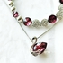 Austrian Crystal Swan Crystal Pendant Necklace Bracelet (Red Ruby/White)
