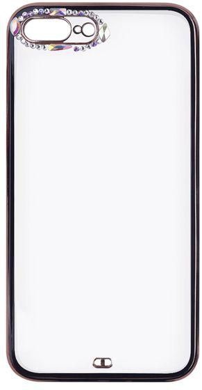 IPhone 7G+ - Shockproof Transparent Cover With Colored Frame & Golden Border - Black