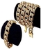 Cuban Rhinestone Steel Punk Necklace With Bracelet - Gold