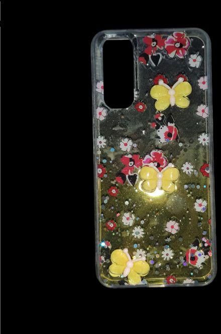 Glitter Back Cover 3D Butterfly For Realme 7 - Yellow