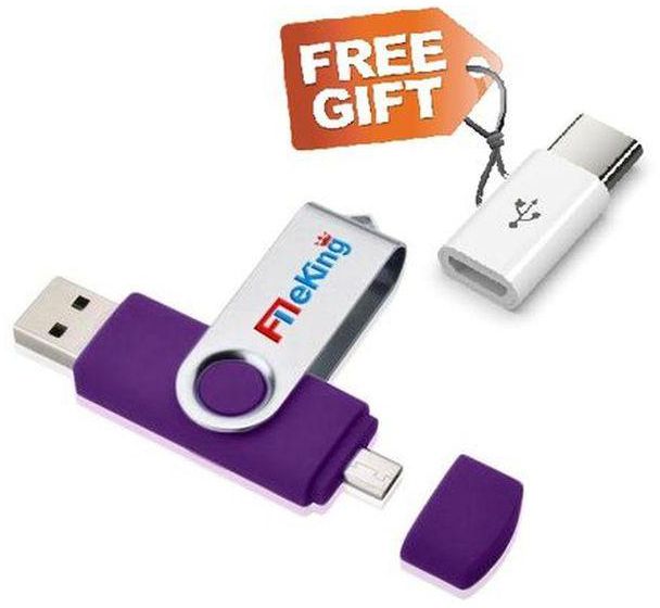 FileKing 32GB USB OTG Flash Drive -Purple +Free Micro -Type C Adapter