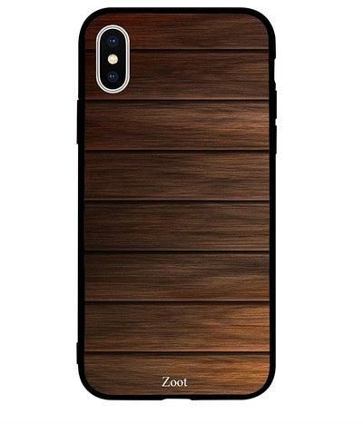 Skin Case Cover -for Apple iPhone X Dark Brown Wooden Pattern Dark Brown Wooden Pattern