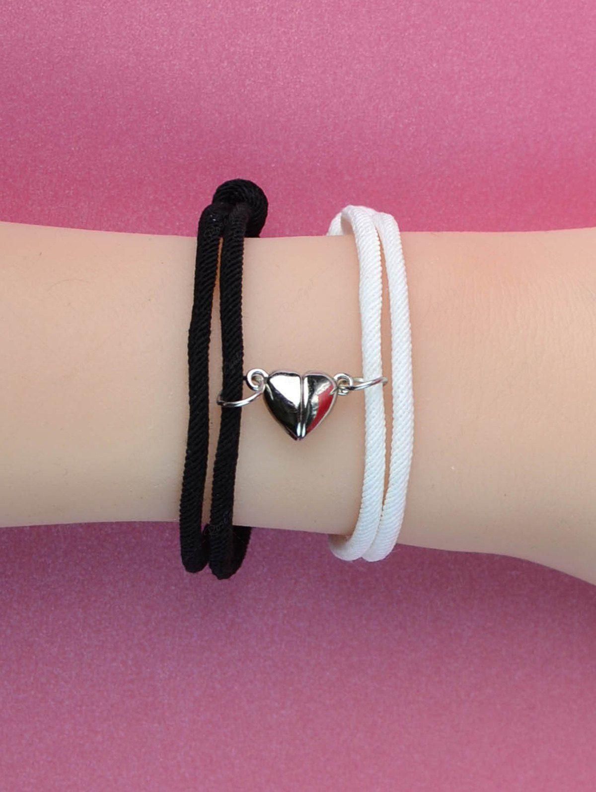 Valentines Fashion Magnetic Heart Shape Braided Rope Couple Bracelet