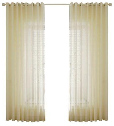 2-Panel Sheer Voile Window Curtain Set With Ring Rod Beige 39 x 78inch