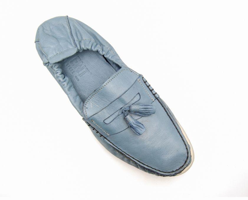 Levent حذاء كاجوال جلد طبيعي سهل الأرتداء للرجال - أزرق