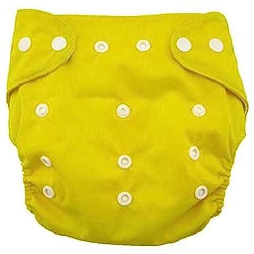 Adjustable Washable Reuseful Training Cloth Diapers Yellow Fitted for Baby Girls Boys with 4 Pcs Cotton Clothes